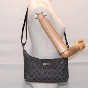 GUCCI GG Canvas Shoulder Bag Gray Silver 35098 Auth